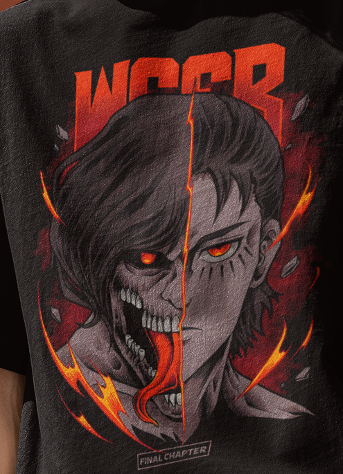 Attack on Titan Eren Oversized T-Shirt – Anime Tee for Men (Black)