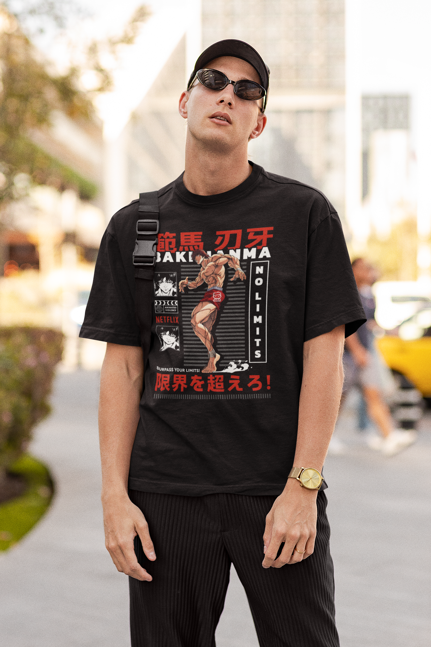 Baki Hanma Printed Oversized T-Shirt – Anime Tee for Men 33 (Black)