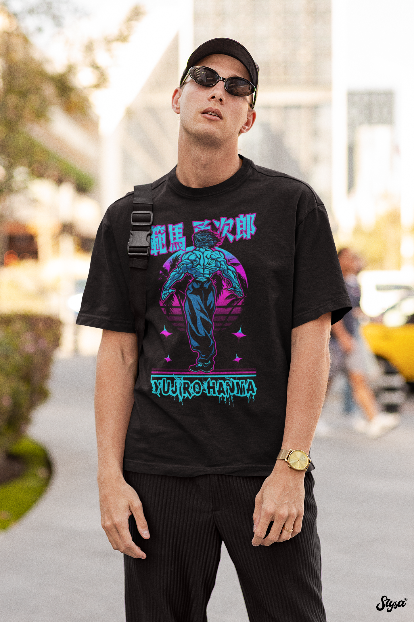 Yujiro Hanma Printed Oversized T-Shirt – Anime Tee for Men 35 (Black)
