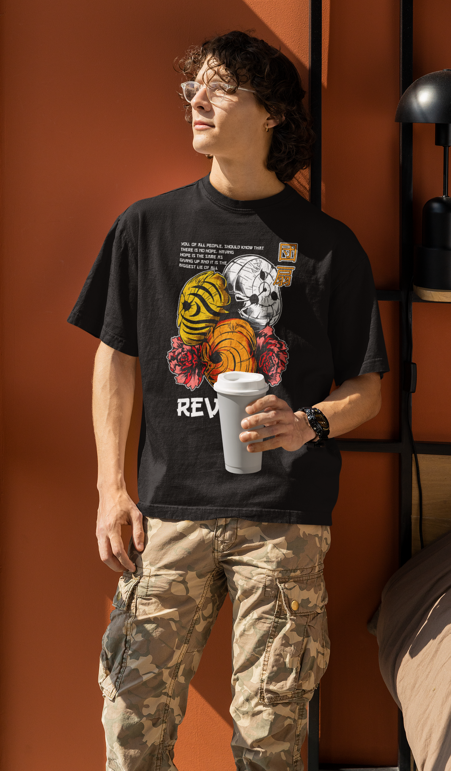 Obito Revenge Printed Oversized T-Shirt – Anime Tee for Men 51 (Black)