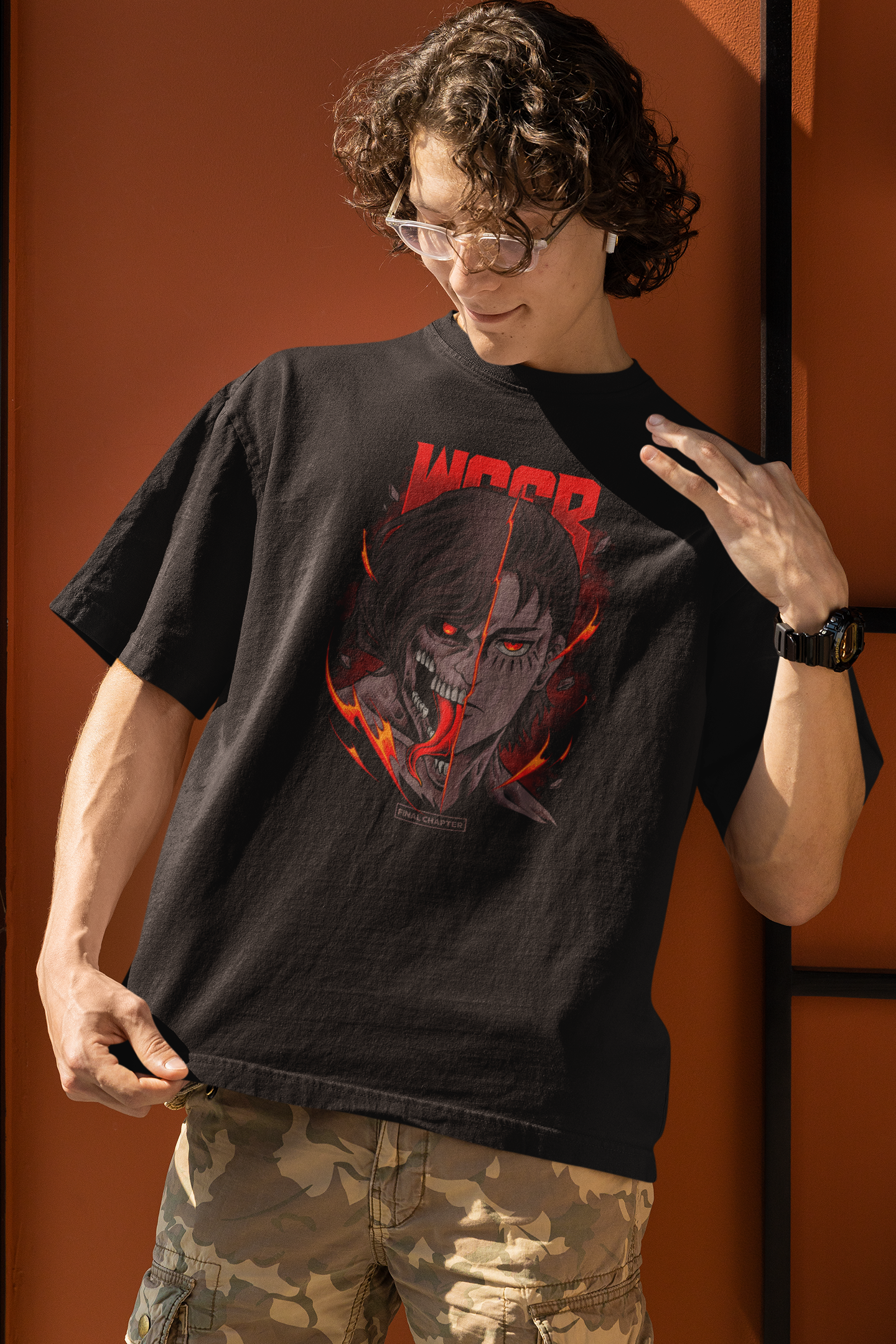 Attack on Titan Eren Oversized T-Shirt – Anime Tee for Men (Black)
