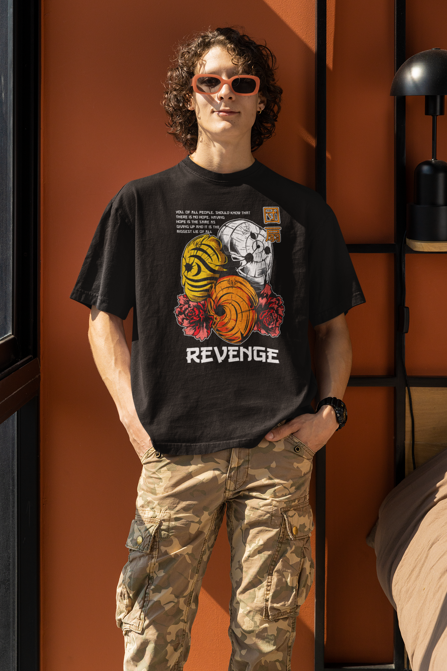 Obito Revenge Printed Oversized T-Shirt – Anime Tee for Men 51 (Black)