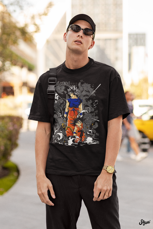 Dragon Ball Z Printed Oversized T-Shirt – Anime Tee for Men 39 (Black)