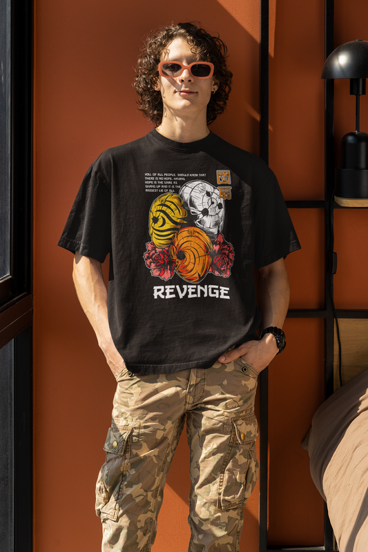 Obito Revenge Printed Oversized T-Shirt – Anime Tee for Men 51 (Black)
