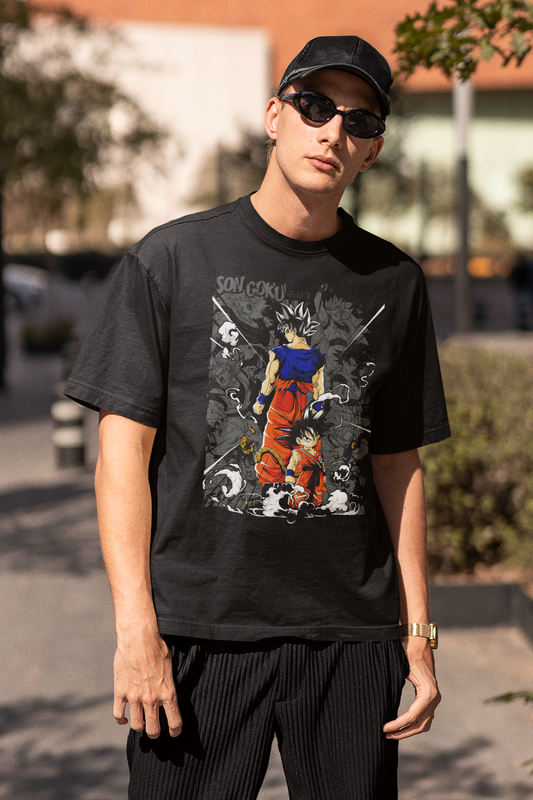 Dragon Ball Z Printed Oversized T-Shirt – Anime Tee for Men 39 (Black)